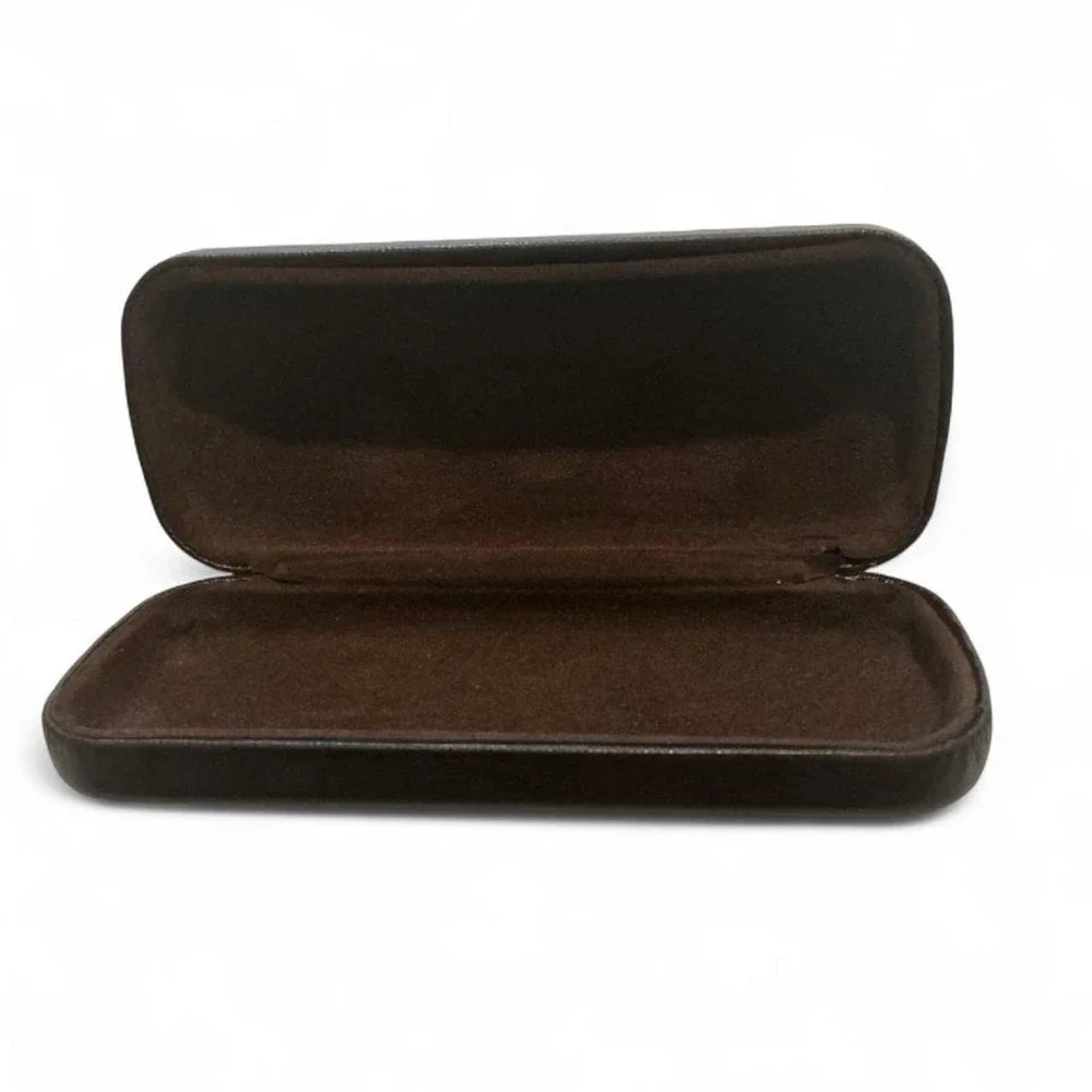 Fossil Eyewear Case Unisex Dark Brown Good Hard Shell Clamshell Logo Accessory